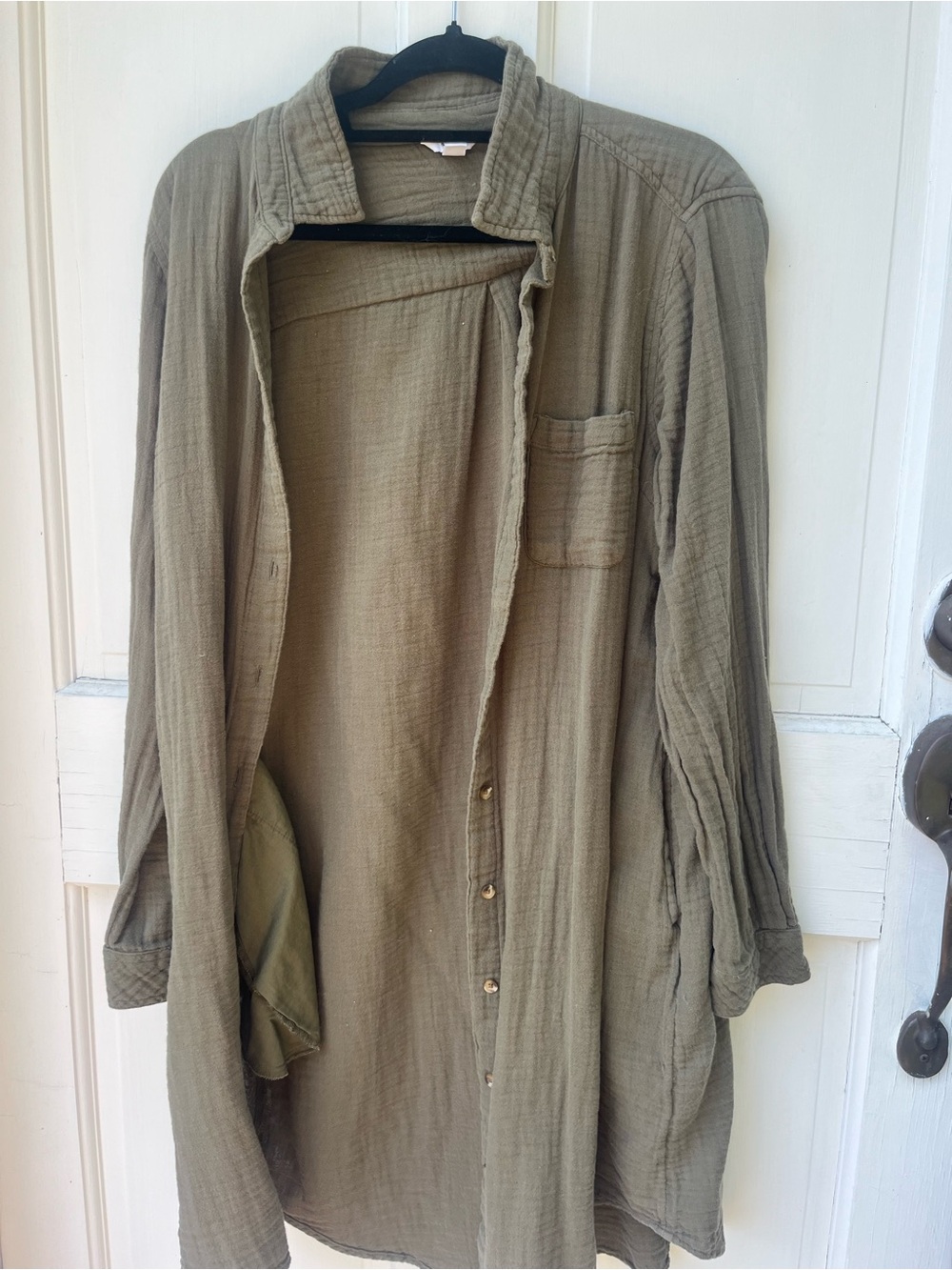 Sonoma Olive Green Long Trench Shirt Jacket